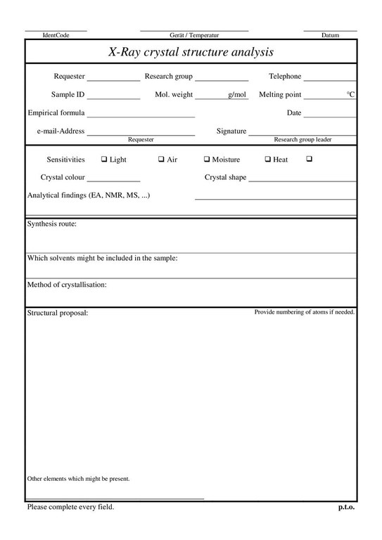 XRD order form (.pdf)