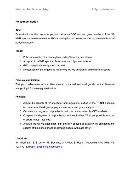 Polymer Polycondensation
